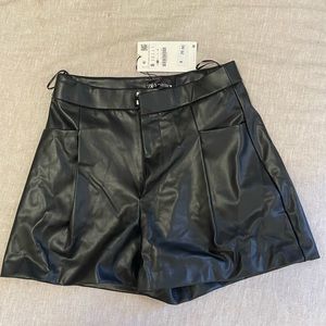 Zara black leather shorts (new w tags!)